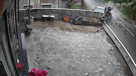 Boulder crashing down cliff knocks car off road in terrifying footage from China