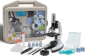 Discovery #MINDBLOWN Microscope Set 48-Piece with Durable Metal Framework, 100X to 1200X Magnification, Complete Set with Test Tubes, Tools, Slides and More