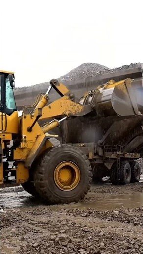 Massive Wheel Loader Dumps Heavy Material into Truck! 🏗️