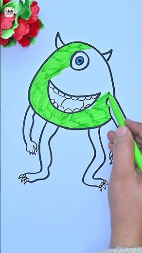 How to Draw Mike Wazowski | Easy Monsters Inc Drawing for Kids #drawing #art