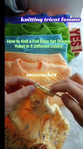 How to Knit a Full Baby Set (Round Yoke) in 5 Different Colorsmzcrochet #knitting #handmade