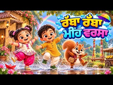Punjabi Cartoon for Kids 🌧️ | Rabba Rabba Meeh Varsa | Rubaani, Angad & Tinku Rain Fun