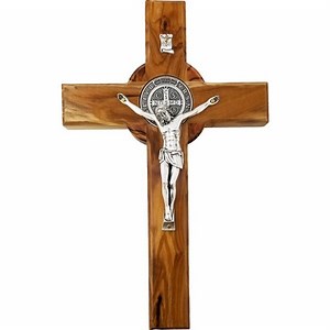 Holy Land Olive Wood St. Benedict Cross, X-Large