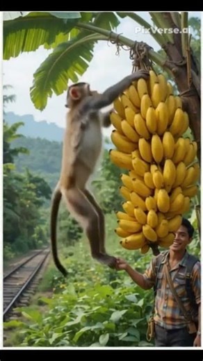 🚂 “जंगल की पटरी पर किसान का केला पेड़ – एक अनोखी दोस्ती की कहानी”