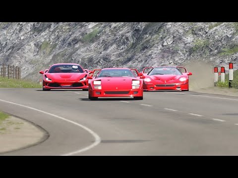 Ferrari F8 Tributo vs Ferrari F40 vs Ferrari F50 vs Ferrari Enzo at Highlands
