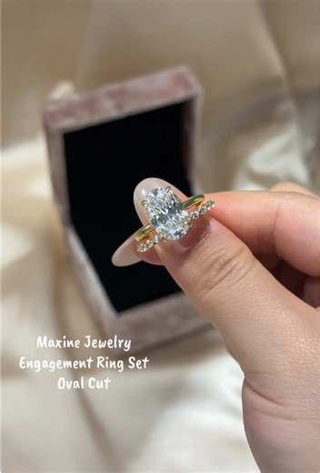 Stunning Oval Cut Engagement Ring Set by Maxine Jewelry