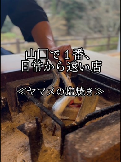 山口で1番日常から遠い店。ヤマメの塩焼き#下関グルメ #山口県 #囲炉裏処なべや #山口グルメ #ヤマメ