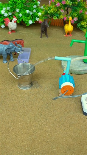 Mini hand pump project water with supply motor drinks elephant duck for farm #waterpump #shorts #726