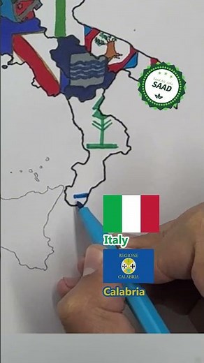 Calabria region flag map drawing 🇮🇹 | Disegno della mappa della bandiera della Calabria