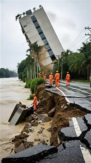 Building Collapses After Massive Landslide 😱
