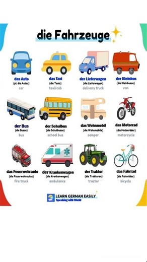 die Fahrzeuge – German Vocabulary with Pictures