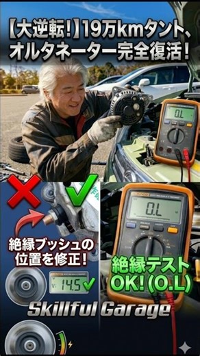 【14.5V完全復活】青空ガレージの意地！オルタネーター内部ショートとの戦い #shorts