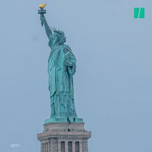 409K views · 1.8K reactions | The woman who climbed the Statue of Liberty to protest against President Trump’s immigration policies has been arrested by the NYPD. | HuffPost | Facebook