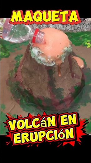 Model of an erupting volcano made with recycled materials #shorts #viral #crafts #manualidades