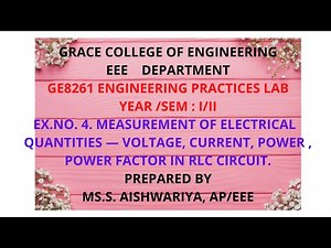 GRACE COE-EX. NO.4 MEASUREMENT OF ELECTRICAL QUANTITIES — VOLTAGE, CURRENT, POWER -ENGLISH VERSION