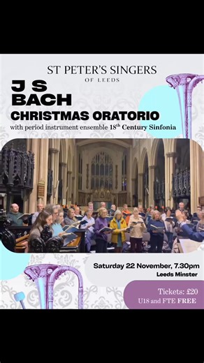 JS Bach’s Christmas Oratorio has a number of exciting and energetic chorus movements like this one, alongside the more contemplative chorales. These movements are such fun for us as singers, and we can’t wait to perform them along with 18th Century Sinfonia on 22 November. Join us at Leeds Minster for an evening of some of the finest Baroque choral music written for the Christmas season and accompanied by experts in historically informed performance, on period instruments. It’s going to be a fan