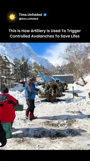 Time Unfolded on Instagram: "Avalanche control teams use artillery to trigger avalanches before people enter dangerous areas. They study snowfall wind direction temperature changes and slope angles. This data shows where weak layers form inside the snowpack. Crews fire explosive shells toward specific avalanche paths. The explosion sends a shockwave through the snow. Weak layers collapse and release controlled avalanches. These slides are smaller and predictable compared to natural ones. Operati