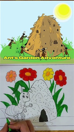 Spring Garden Ant Coloring Book Page 🐜🌷 #antt #flowers #coloring #learning