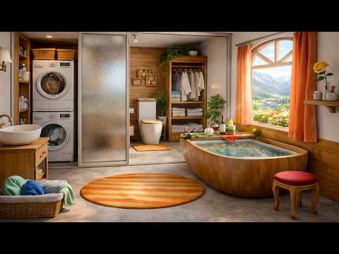 Spring Bathroom & Laundry Room 🌸 Relaxing Bath Water & Washing Machine Sounds