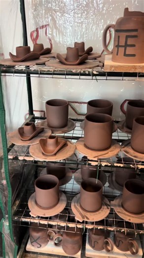 Working on some more cowboy hat toothpick holders #cowboy #pottery #western #cowboyhat #handmade