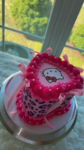Hello Kitty Cheetah Print Cake for Birthdays