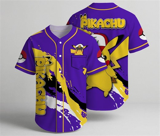 Buy Chu-chu Baseball Jersey, Purple Yellow Graphic Jersey Shirt, Cute Chu-chu Button up Summer Shirt, Funny Baseball Shirt Gifts Online in India - Etsy