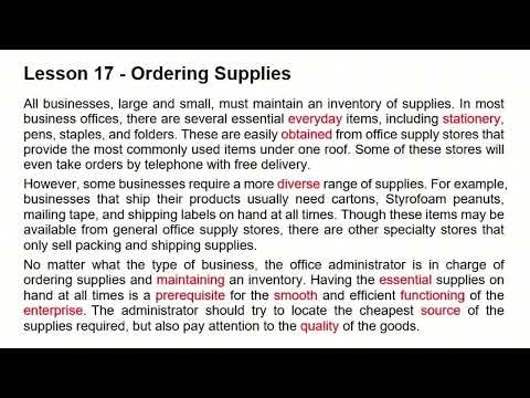 Words In Context - Lesson 17: Ordering Supplies