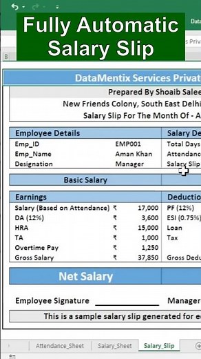 Automatic Salary Slip 😱 | Excel VLOOKUP Trick