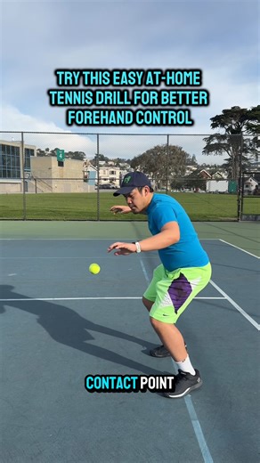 If your forehand feels late or inconsistent, TRY THIS ↓ The whole point is to train your eyes and your hands to meet the ball in front of your body, not beside you or behind you. Once you learn that feeling, everything from power to control gets easier. Start by tossing the ball lightly and catching it out in front with your hand or tapping it with your racket. Keep your arm relaxed and focus on where the contact point should be - that’s the main goal. You’re basically teaching your body what “r
