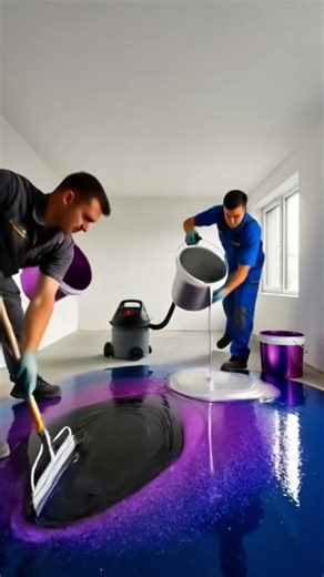 Concrete to Galaxy Epoxy Floor Transformation #interiordesign #shorts #usa