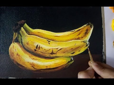Realistic Banana Painting| Acrylic on canvas| Fruits painting