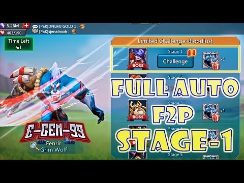 Lords Mobile Limited Challenge Bloodlust Stage 1 FULL AUTO Grim Wolf Stage 1 F2P Guide