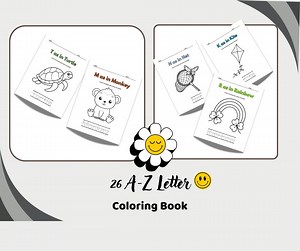 26 A-Z Letter Printable Coloring Book| Alphabet Coloring Book| Alphabet Coloring Pages| Alphabet Coloring| - Etsy