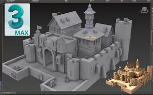 【3dmax场景建模】欧式城堡模型布线，零基础场景建模教程