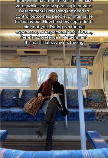 Detachment. Do you get easily or anxiously attached? Does everyone feel like “the one”? Does how a man show up feel personal… and painful? Detachment isn’t pretending to be unbothered or becoming closed off to love. It’s creating healthy, rational space between you and the men you date. Detachment is liberating. It’s empowering. It’s the space where your discernment leads, not your fears, insecurities, or desperation. Remember: you are choosing. You’re not waiting to be chosen. What does detachm