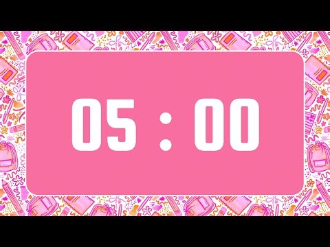 5-Minute Timer | With Upbeat Pop Instrumental Music & Alarm Bell | Pink Orange Preppy School Theme 💗