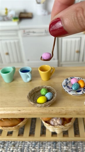 Tiny Easter eggs #miniature #cute #egg #kitchen #kawaii #relaxing #calm #fun #artist #diy #foodie