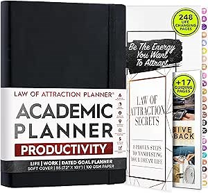 HARDCOVER 2025 Planner, 8.5"x11": 14 Months (November 2024 - December 2025), Daily Weekly Monthly Planner, Yearly Agenda, Bookmark, Pocket Folder and Sticky Note Set (Dark Blue Marble)