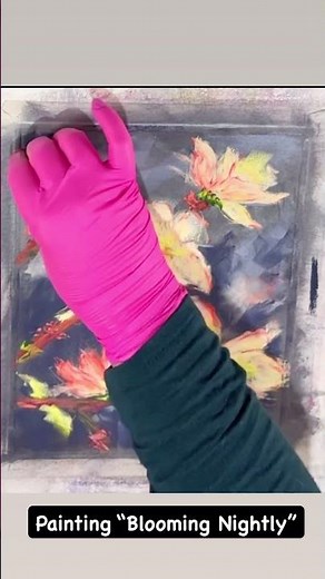 This was such a fun experiment! I tried using iridescent acrylic paint and ink for my background.