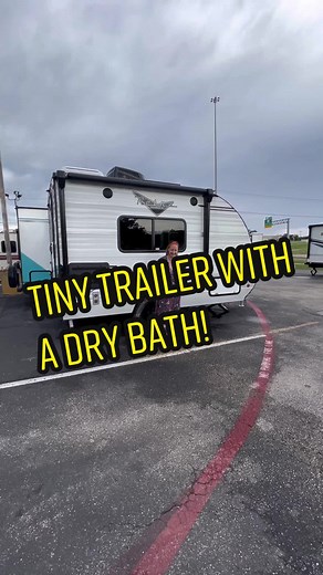 Tiny, adorable, and super lightweight! Check out the Retro 135 by Riverside RV. #tinytrailer #retrocamper #rvdealer #texasrv #getawayweekend #campsite #adventure #roundrocktexas