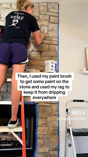 White Washing Stone Fireplace - Home Renovation DIY