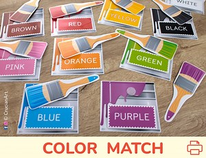 Paint Cans Colors Matching and Labeling Activity. Toddler and Preschool Printable Color Match Learning - Etsy