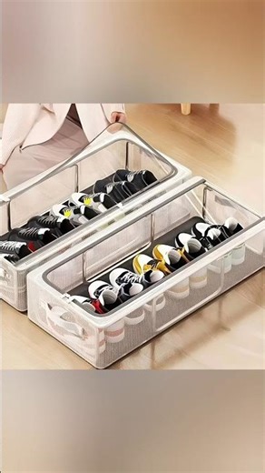 #amazonfinds #Shoe Organizer for Closet, Clear Plastic Stackable Shoe Boxes, Space Saving Foldable