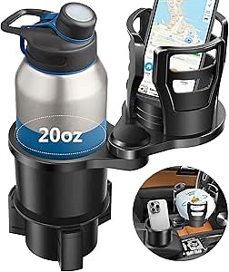 Car Cup Holder Expander for Car, 2 in 1 Multi Car Cup Holder Extender with Adjustable Base All Purpose for Snacks Keys, Drinks Bottles Under 20 oz fit with Most Cars