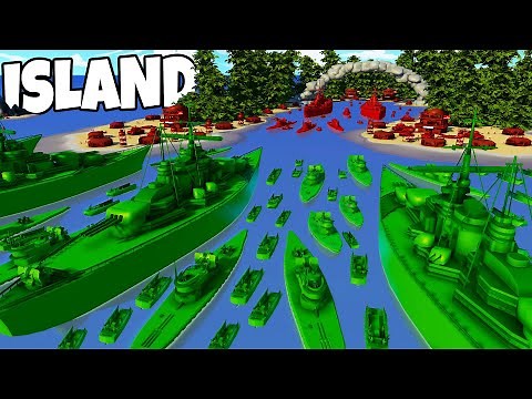 Green ARMY MEN Beach Invasion of SNAKE ISLAND... - Attack on Toys
