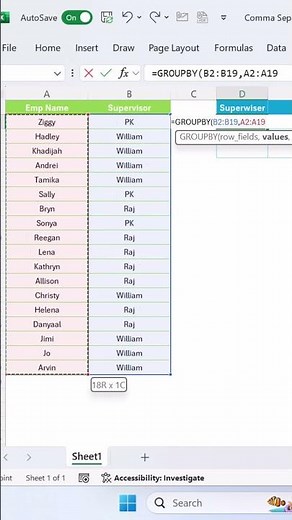 Comma Separated List Using New Excel Function - GROUPBY #excelformula