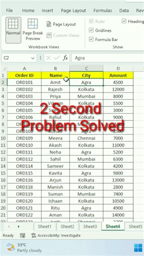 Freeze Panes in Excel ‼️Excel Trick for Office Work #shorts #Excel #ExcelTips #ShortsFeed