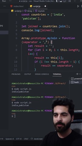 Neeraj Walia | Lets join in Javascript. . . . . . #coding #programming #javascript #join #prototype | Instagram