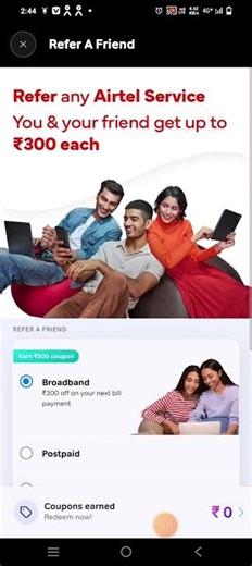 Refer Airtel Thanks app and get 300 Cash Back |