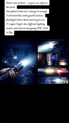 Imagine a power cut at night. Your phone battery is low and everywhere is dark. That’s why I recommend this rechargeable tactical flashlight. It has five lighting modes, a zoomable beam, a clear battery display, and an emergency SOS light. This is one of those things you don’t think you need until you really do. It’s currently on sale—tap buy now and stay prepared. #TikTokShopUK #HomeEssentials #CarEssentials #EmergencyEssentials #TikTokFinds